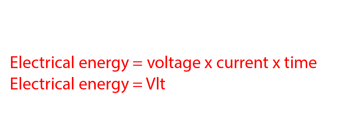 Voltage multiplied my current multiplied by time